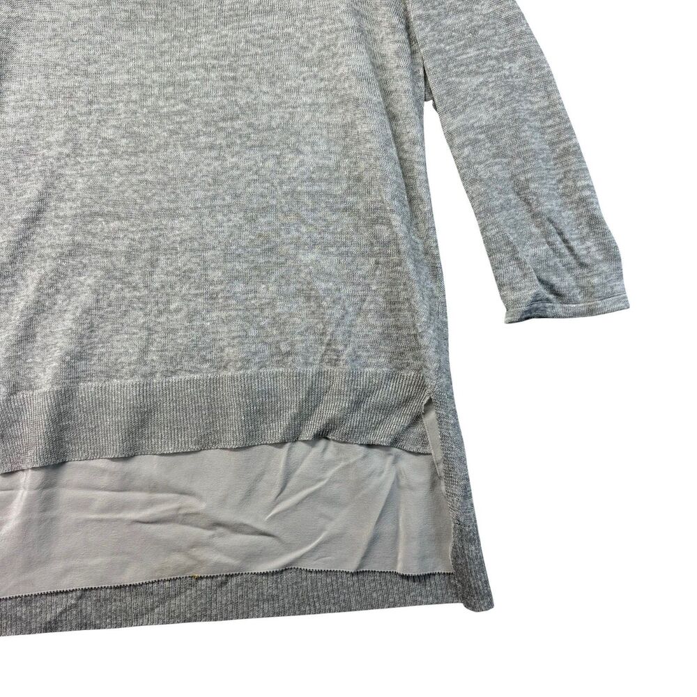 Eileen Fisher Blouse Womens Small Gray White Layered Lightweight Knit Sweater - Picture 9 of 13